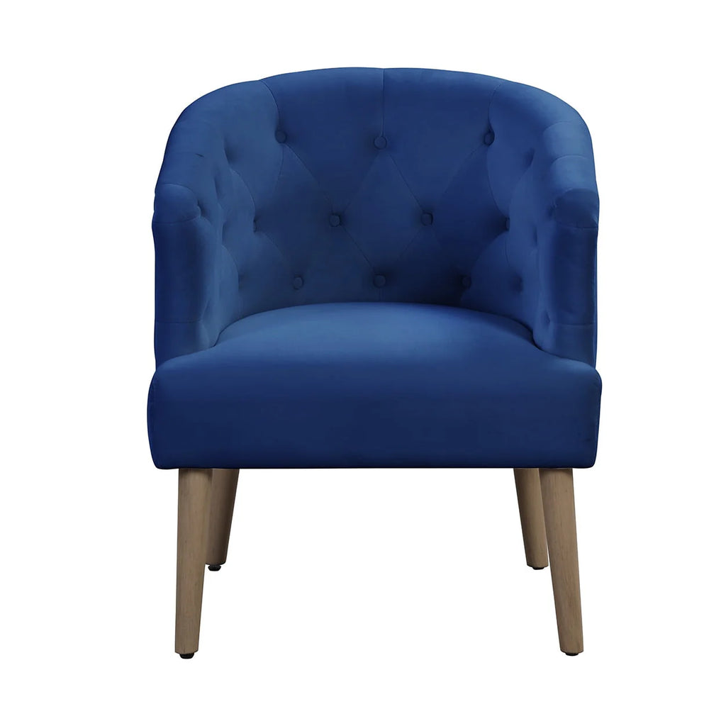 Better Homes & Gardens Barrel Accent Chair,Deep Cobalt Blue, Velvet Upholstery, Adult