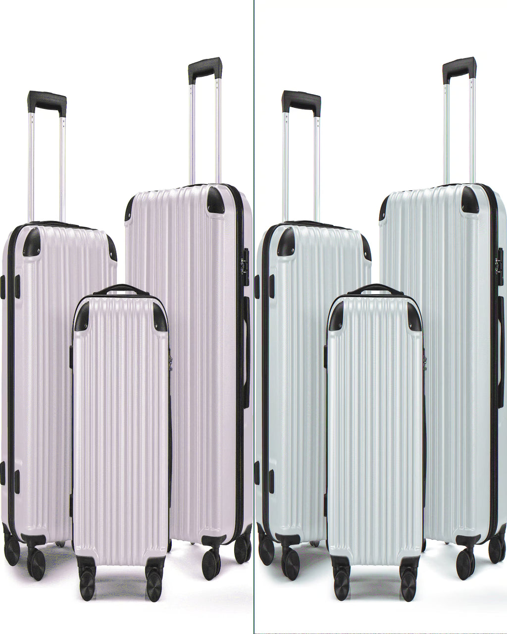 3 Piece Luggage Sets Hard Shell Suitcase Set with Spinner Wheels for Travel Trips Business 20" 24" 28", Rose Gold