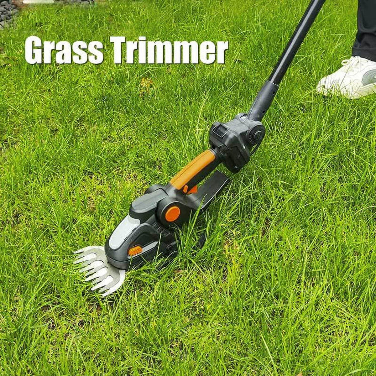 4 in 1 Hedge Trimmer with Extension Pole for Shrub, Garden, Grass and Lawn(21V Battery and Charger Include)