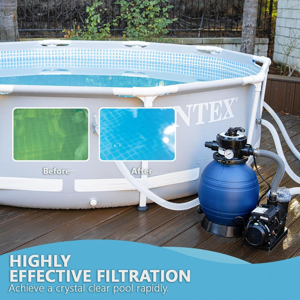 XtremepowerUS 13" Sand Filter Pump, 2400 GPH Xtreme Power Pool Pump for Above Ground Pools, .75HP