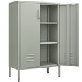 Marcree Green Metal Cabinet,2 Door Accent Cabinet,Metal Locker Cabinet with Legs,Sideboard Cabinet with Adjustable Shelves,Locker Storage Cabinet for Living Room,Entryway