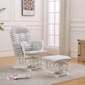 Willow Glider with Ottoman, White Finish with Gray Chevron Cushions