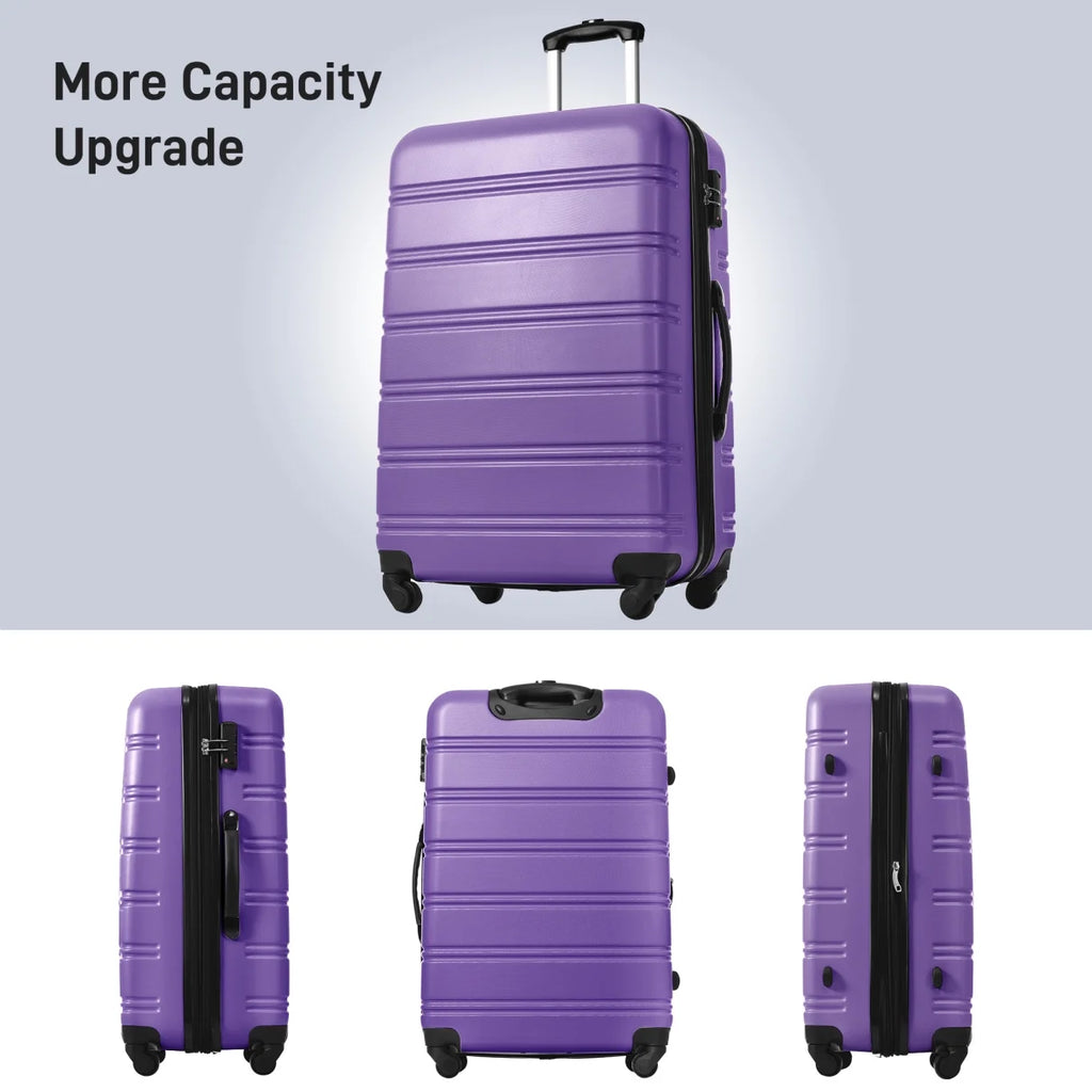 Luggage Sets 3 Piece, Hardside Expandable Ultra Durable PC Lightweight Carry On, Travel Suitcase Set with TSA Lock Spinner Wheels, Multicolor Purple