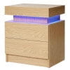 Hommpa 2 Drawer Modern Nightstand with RGB LED Light High Gloss Bedside Tables for Bedroom White