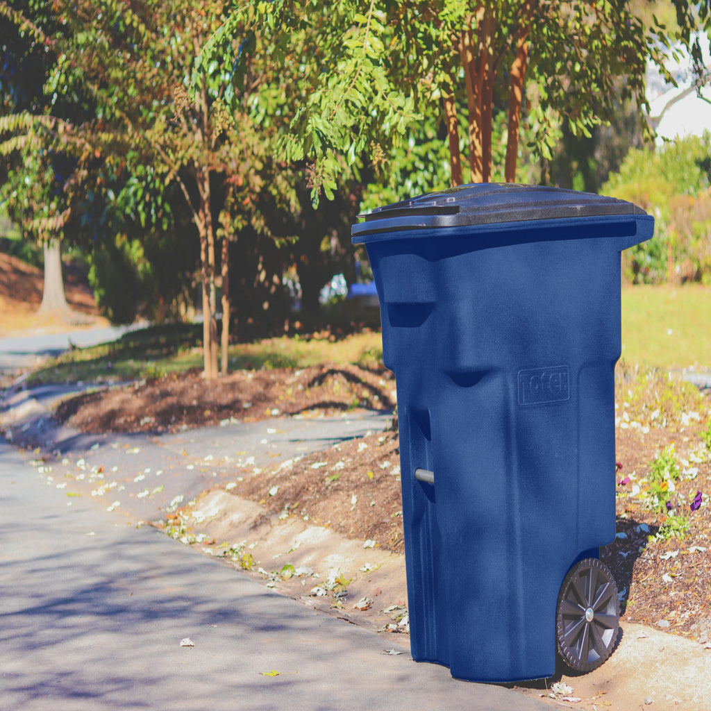 Toter Trash Can Greenstone With Wheels And Lid, 96 Gallon