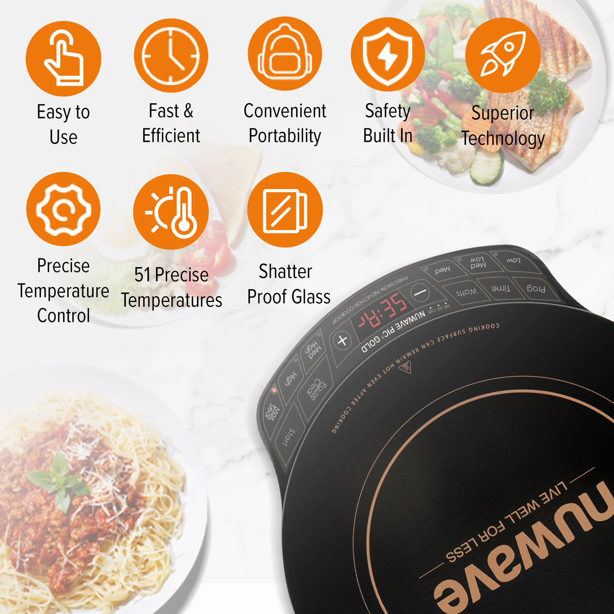 NuWave Electric Double Induction Cooktop 8 Portable Ultrathin with Sensor Touch Precision Induction Cooktop Burner, Home