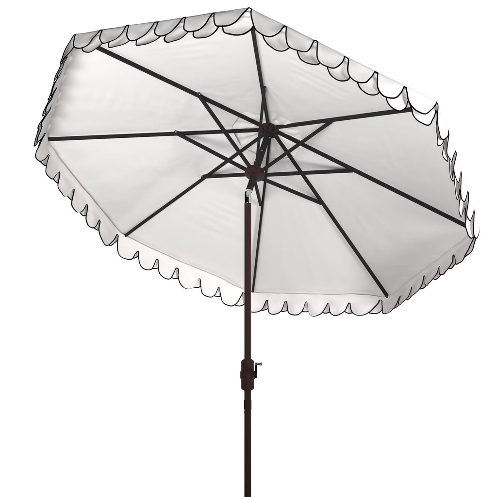 SAFAVIEH Outdoor Collection Elegant Valance 9-Foot Tilt Umbrella Navy / White