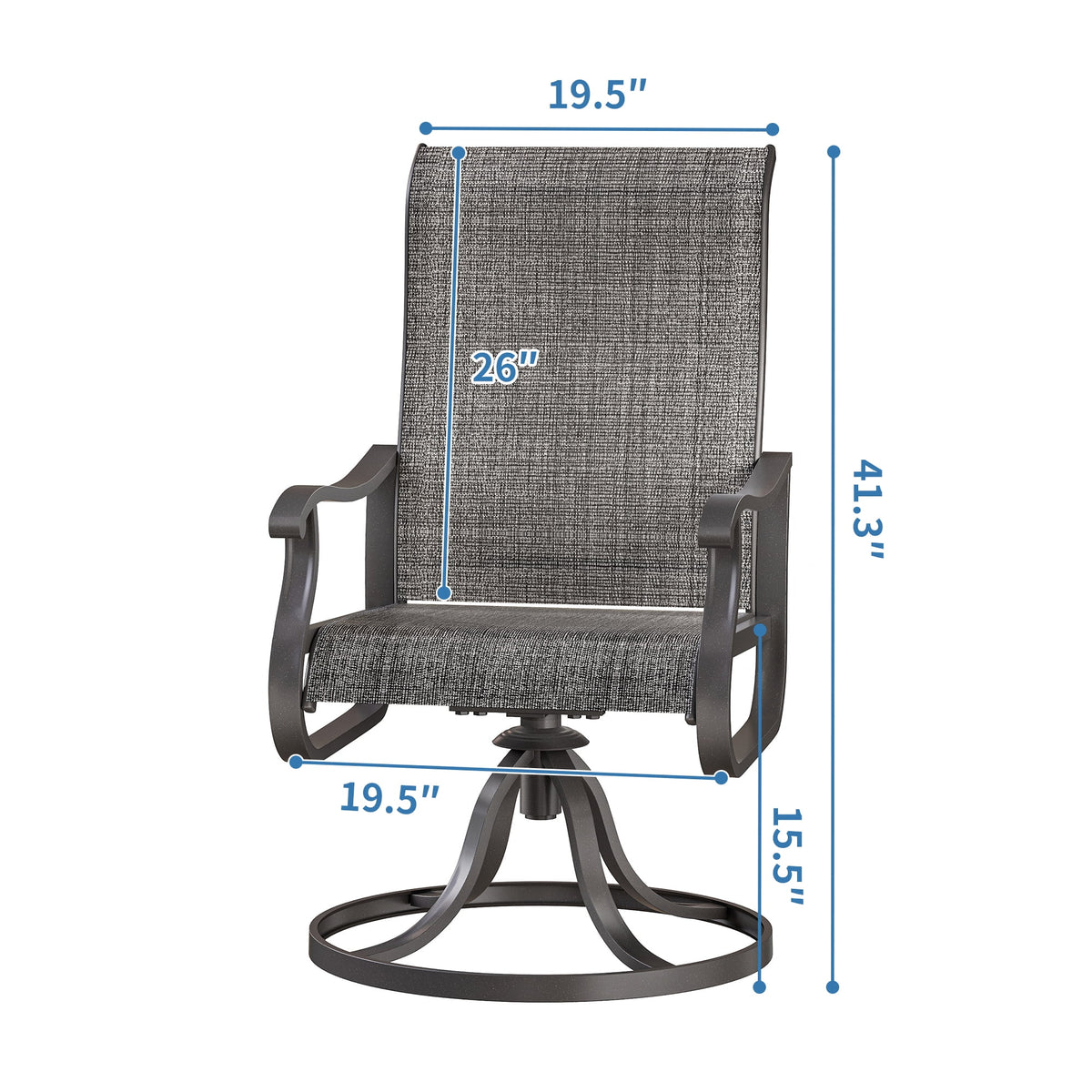 ELPOSUN Patio Swivel Chairs Set of 2, Outdoor Dining Chairs High Back All Weather Breathable Textilene Outdoor Swivel Chairs with Metal Rocking Frame for Lawn Garden Backyard Deck, Khaki