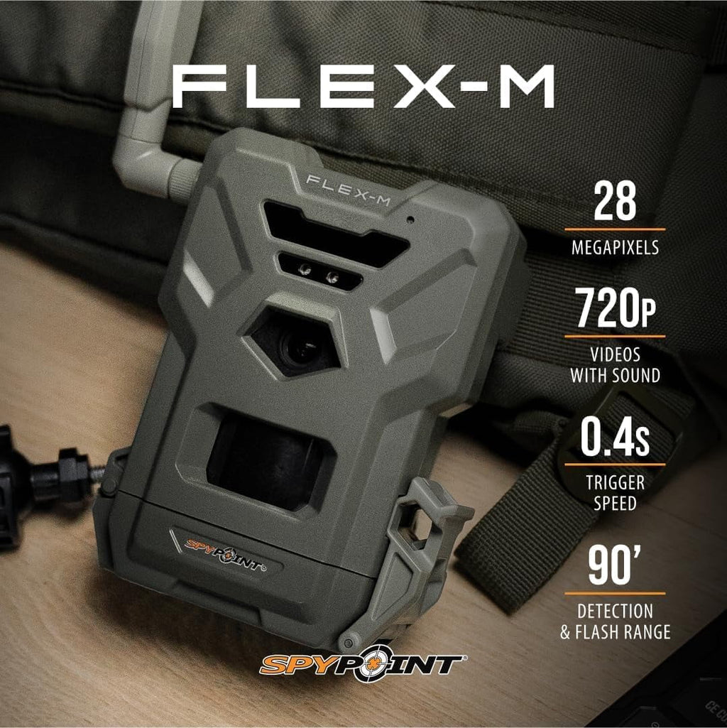 SPYPOINT Flex-m Twin Pack Cellular Trail Camera Hunting Trail Monitor with GPS, Night Vision, Dual-Sim LTE, IP65 Water-Resistant