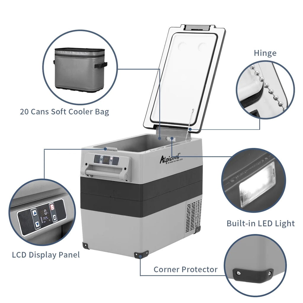 Alpicool CF55 Portable Refrigerator 12 Volt Car Freezer 58 Quart(55 Liter) Vehicle, Car, Truck, RV, Boat, Mini fridge freezer for Driving, Travel, Fishing, Outdoor -4F to 68F