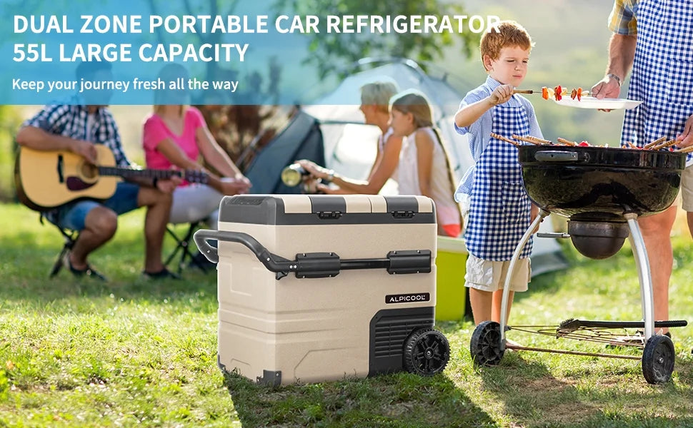 Alpicool TA35 Portable Refrigerator 37 Quart(35 Liter) Dual Temperature Control Fridge Mini Freezer for Travel,Camping,Fishing, Outdoor -12/24V DC