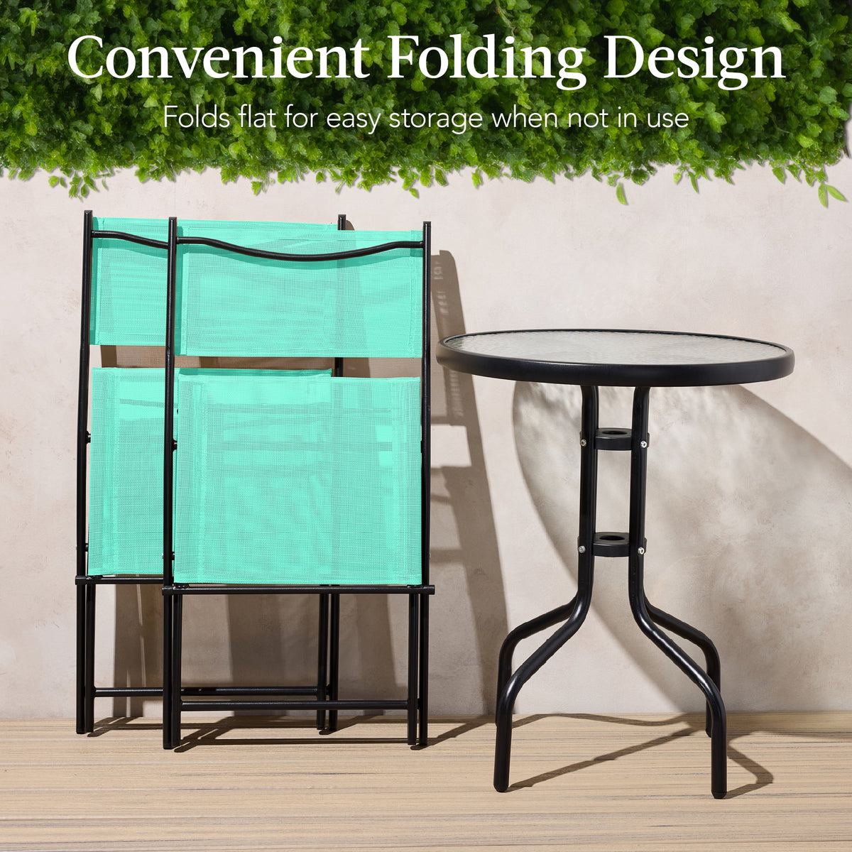 Best Choice Products 3-Piece Patio Bistro Dining Furniture Set w/ Glass Tabletop, Folding Chairs - Gray