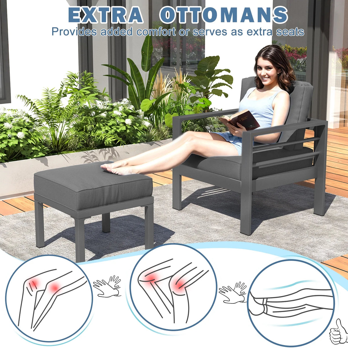 AECOJOY Aluminum Outdoor Furniture Set, 7 Pieces Metal Patio Furniture on sale Outdoor Couch Patio Conversation Set - Light Grey