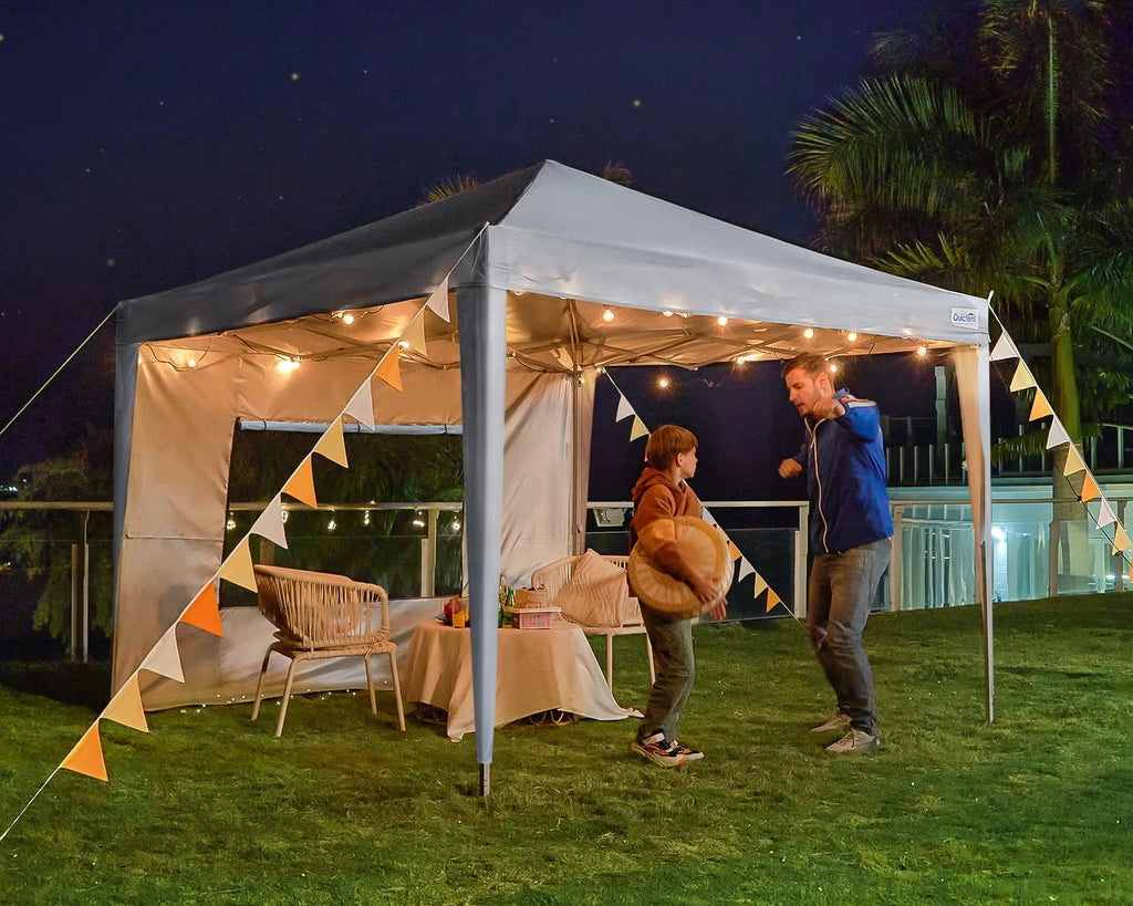 Quictent 8'x8' Pop up Canopy Tent with Sidewalls Instant Outdoor Gazebo Canopy Tent Shelter Enclosed Waterproof, with Wheeled Bag (Pink)