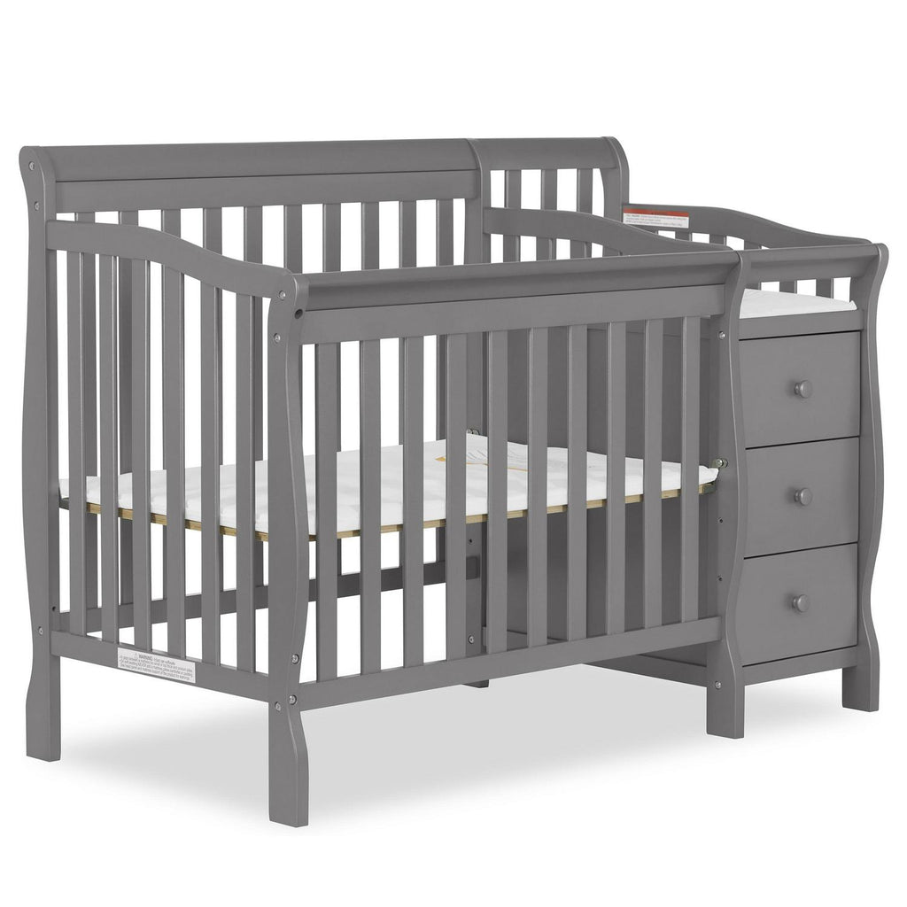 Dream On Me Jayden 4-in-1 Convertible Mini Crib and Changer. Storm Grey