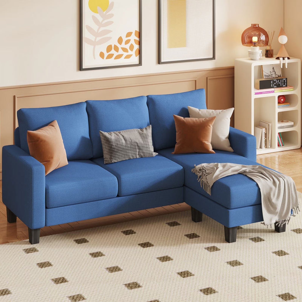 Homall Convertible Sectional Sofa Couch, Modern Linen Fabric L-Shaped Couch 3-Seat Sofa Sectional with Reversible Chaise for Small Living Room, Apartment and Small Space, Dark Gray