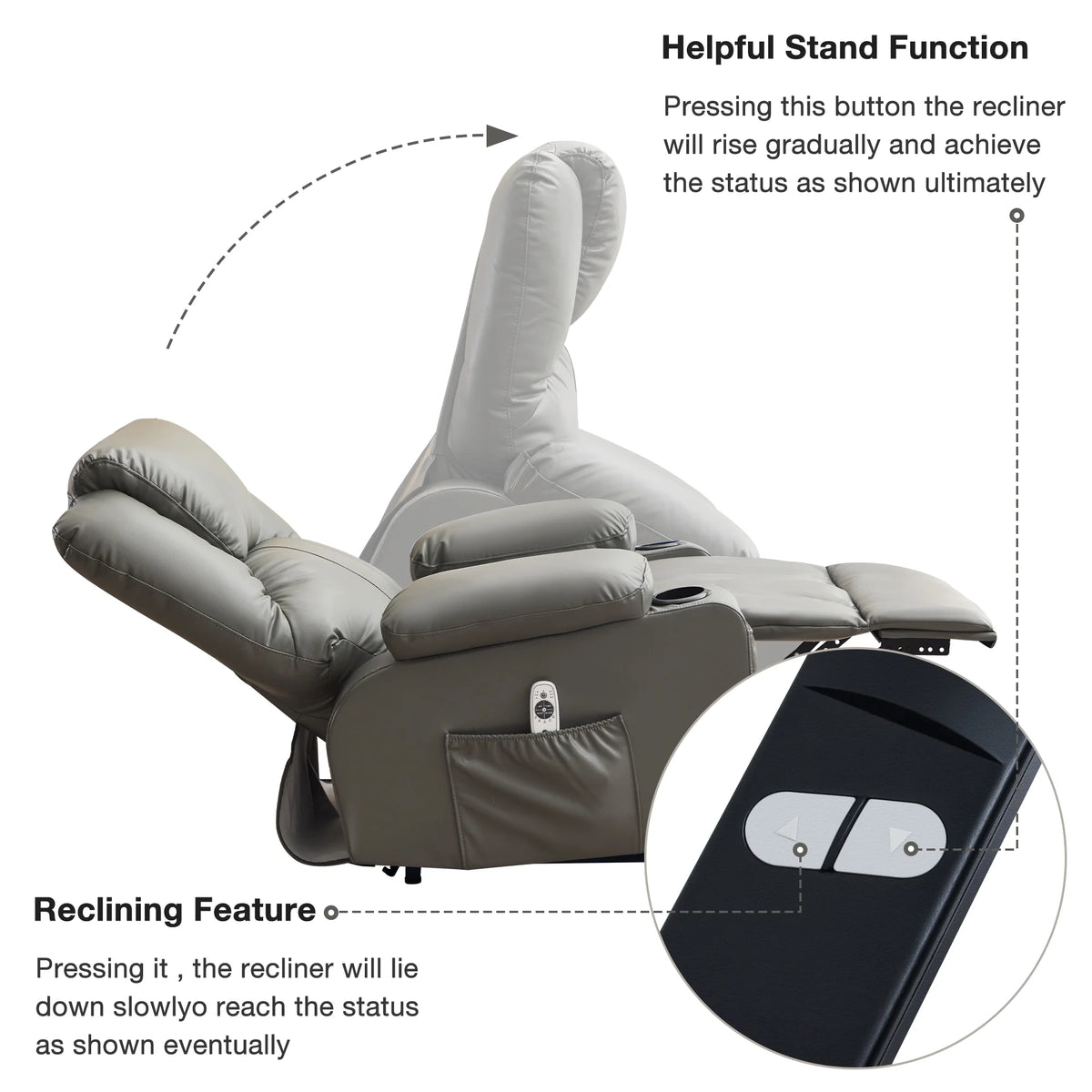 JONPONY Power Lift Recliner Chair Recliners for Elderly with Heat and Massage Recliner Chair for Living Room with Infinite Position and Side Pocket,USB Charge Port,Black