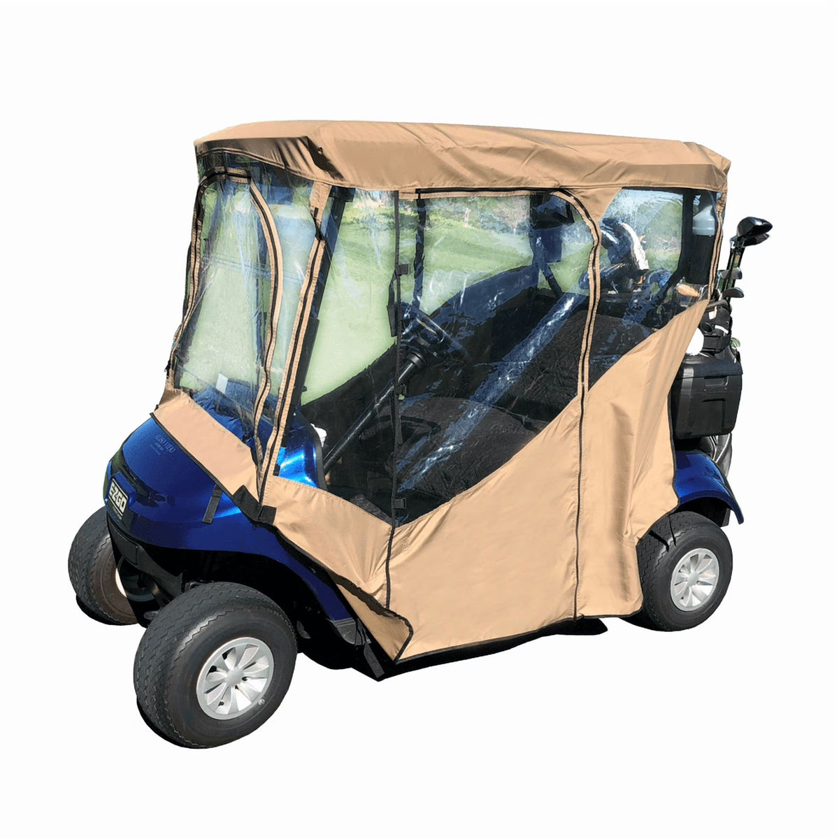 Covered Living 2 Passengers Driving Enclosure Roof 56" - 60" Straight Down Tail in Taupe Golf Cart Cover