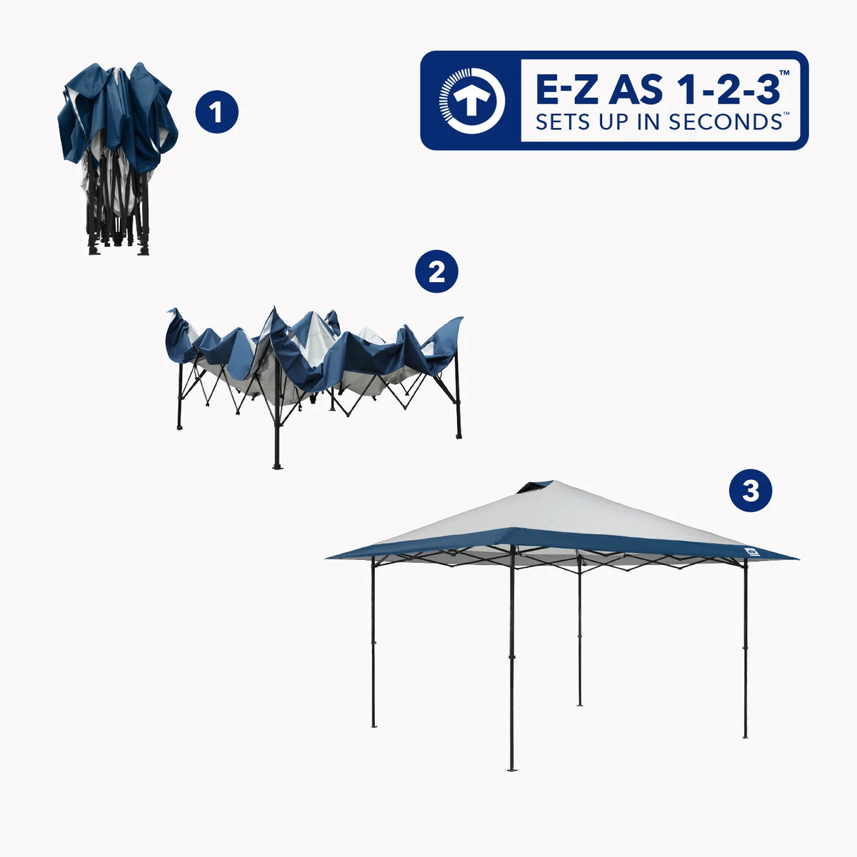 E-Z UP 13x13 ONE-UP Instant Canopy Tent – Pop Up Outdoor Shade Tent with Vented Top, Adjustable Height & Roller Bag