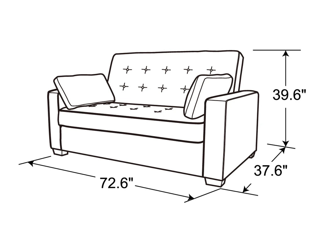 Serta Dream Convertibles Monroe Modern Polyester Convertible Queen Sofa Bed with Pillows Grey