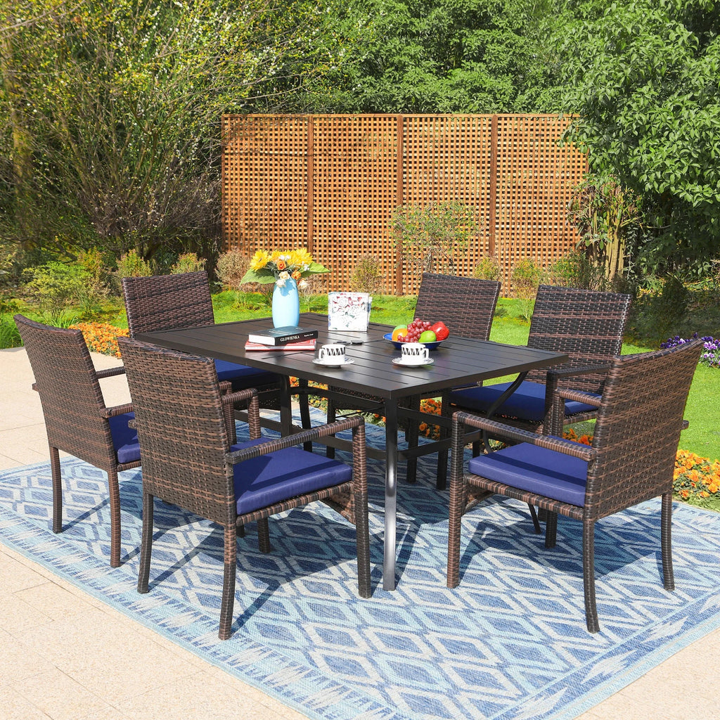 Sophia & William 60" x 38" Outdoor Metal Rectangular Dining Table for 6, Black