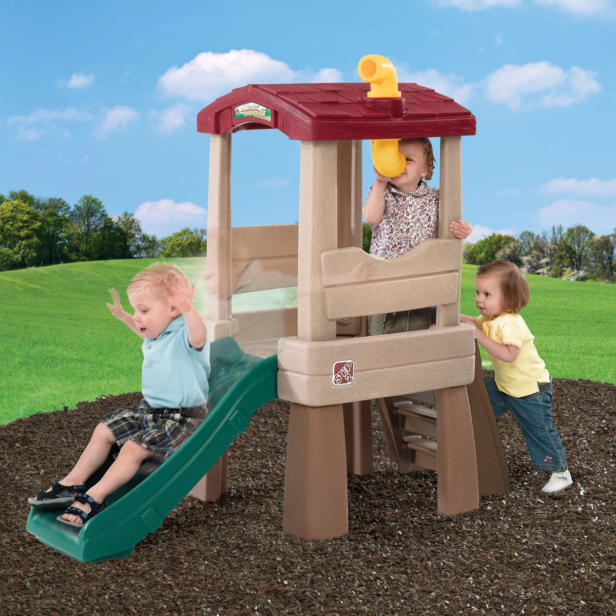 Step2 Naturally Playful Lookout Treehouse Toddler Climber with Slide