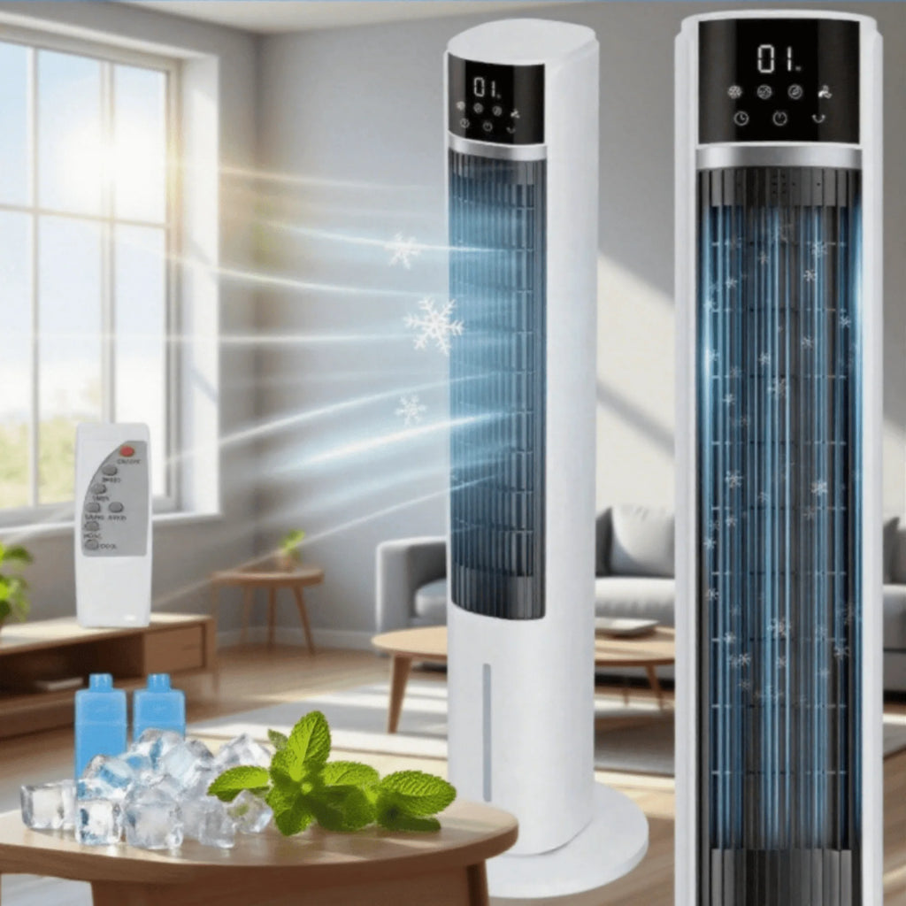 MaxKare 40" Evaporative Air Cooler, 3 Modes, 12H Timers, Oscillating Tower Fan White