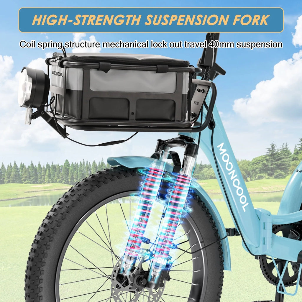 MOONCOOL TK1 Folding Electric Tricycle for Adults,48V 14.5Ah Removable battery, 500W Peak 1000w Motor, 20" Fat Tire Step-Thru 3Wheel Electric Bicycle w/Front&Rear Baskets, Certified to UL 2849 by SGS