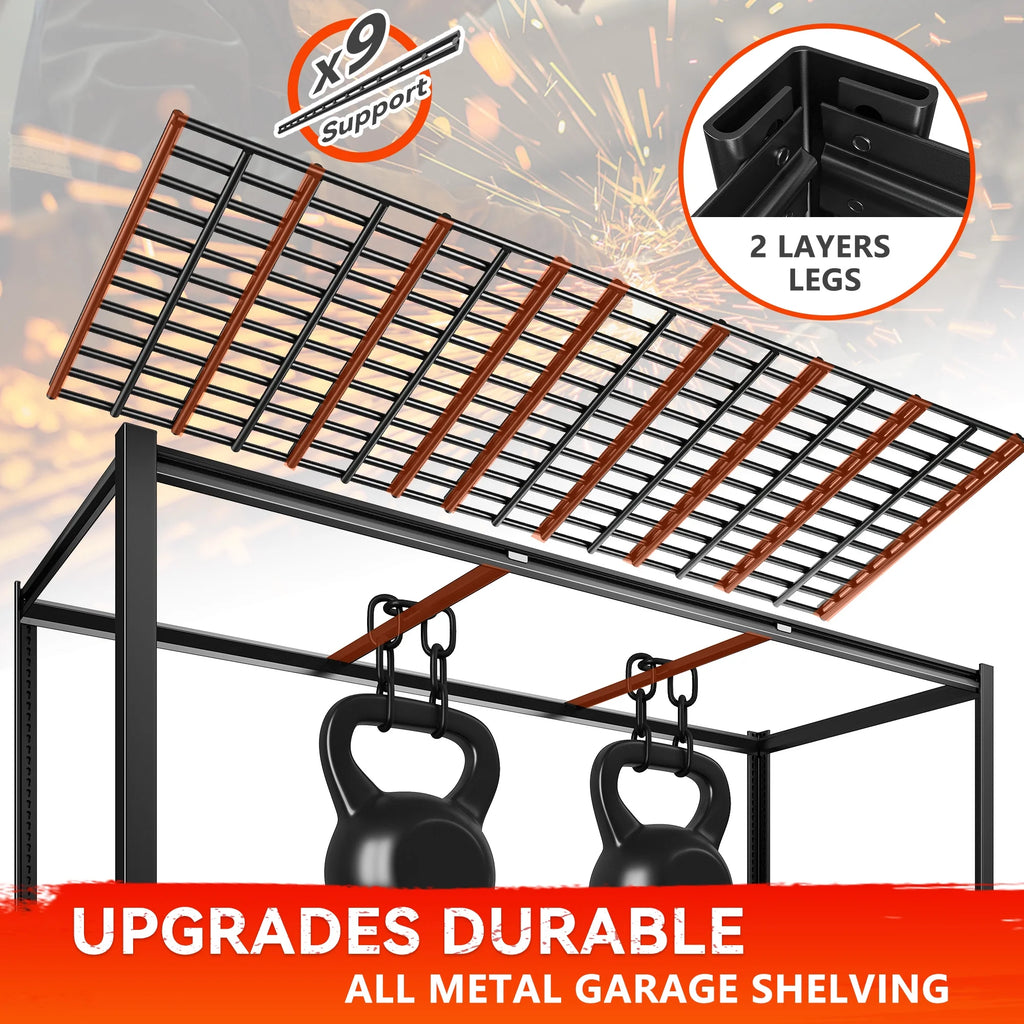REIBII 60" W Garage Shelving 3000LBS Heavy Duty Storage Shelves Adjustable 5 Tier Metal Storage Rack,60" W x 24" D x 72" H