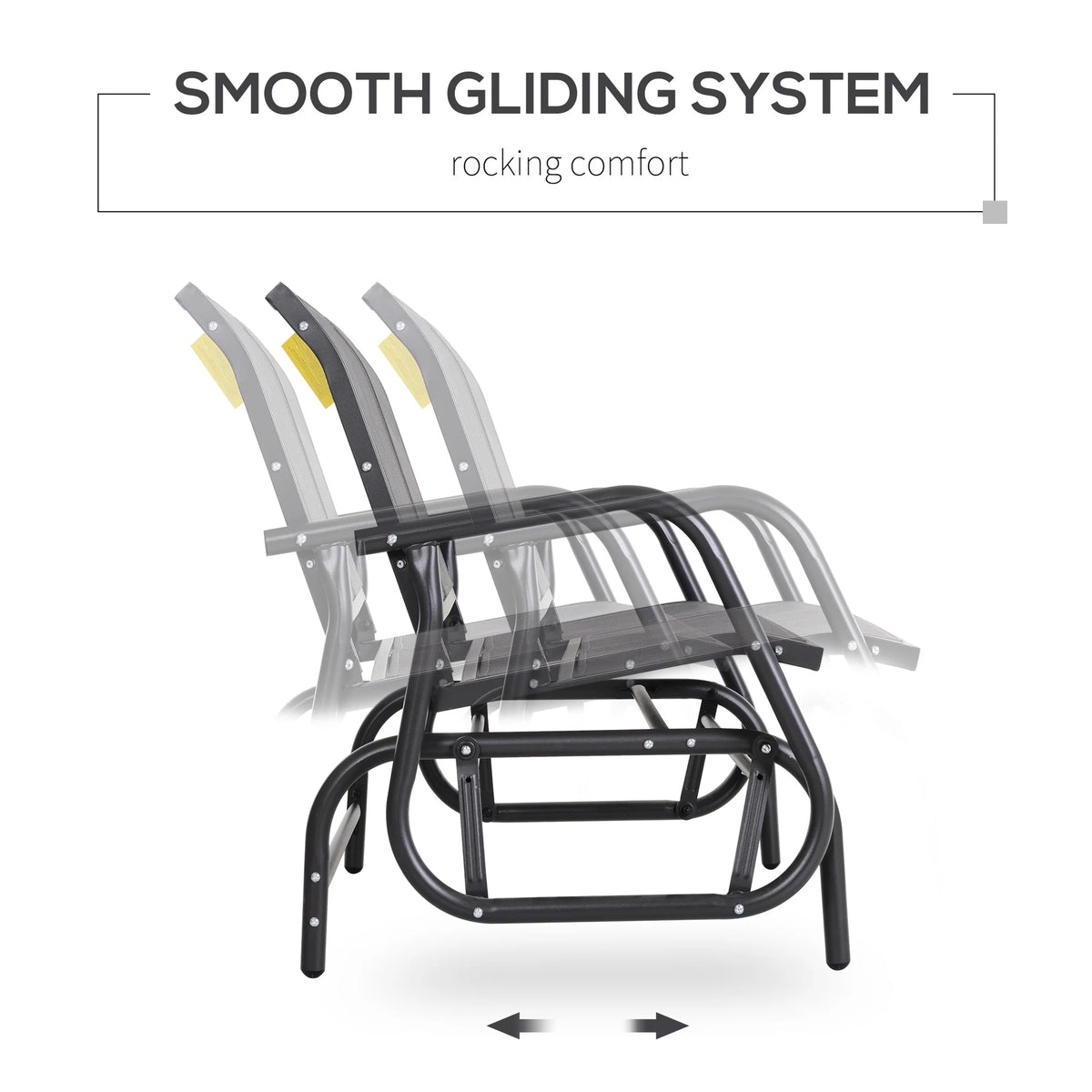 Outsunny 2-Person Outdoor Glider Bench, Patio Double Swing Rocking Chair Loveseat w/Powder Coated Steel Frame for Backyard Garden Porch, Black