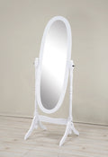 Roundhill Furniture Traditional Queen Anna Style Wood Floor Cheval Mirror, White Finish