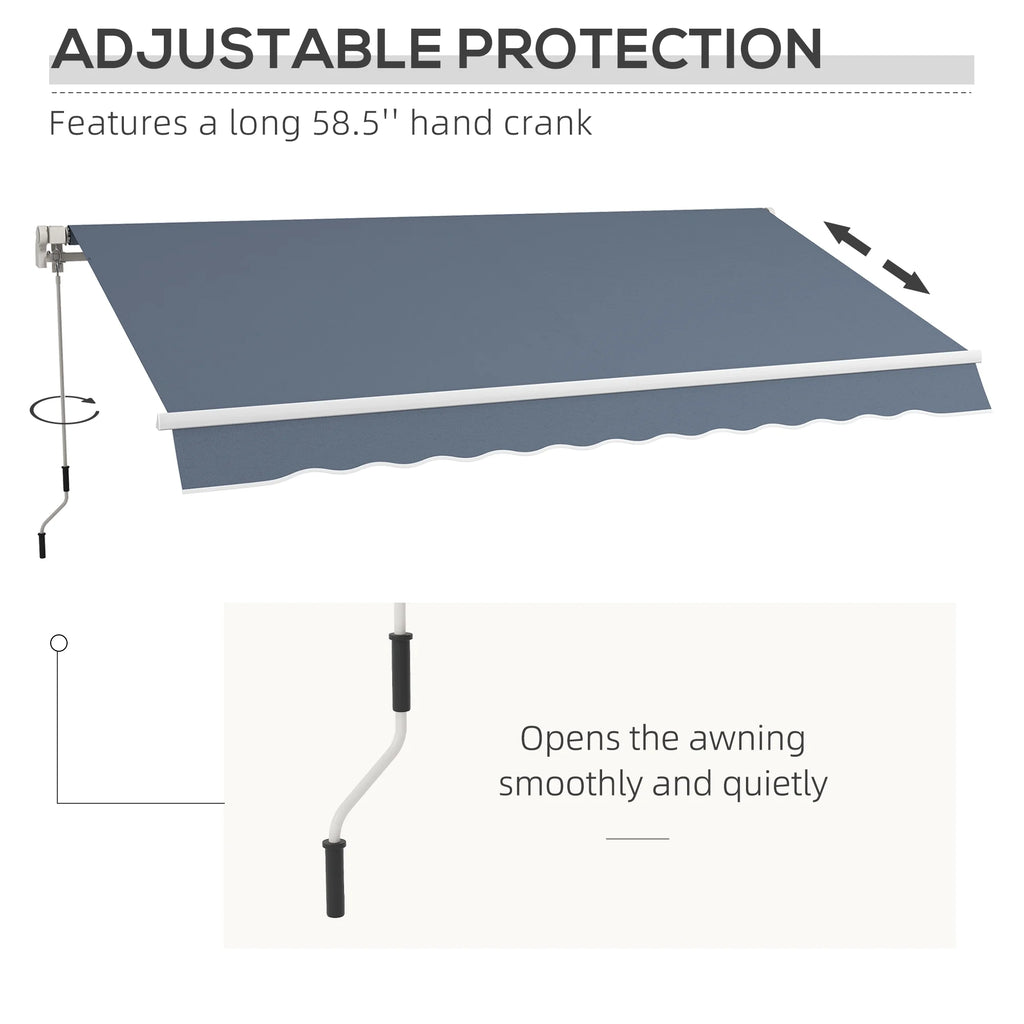 Outsunny 12' x 10' Manual Retractable Awning Outdoor Sunshade Shelter for Patio, Balcony, Yard, with Adjustable & Versatile Design, Beige and White