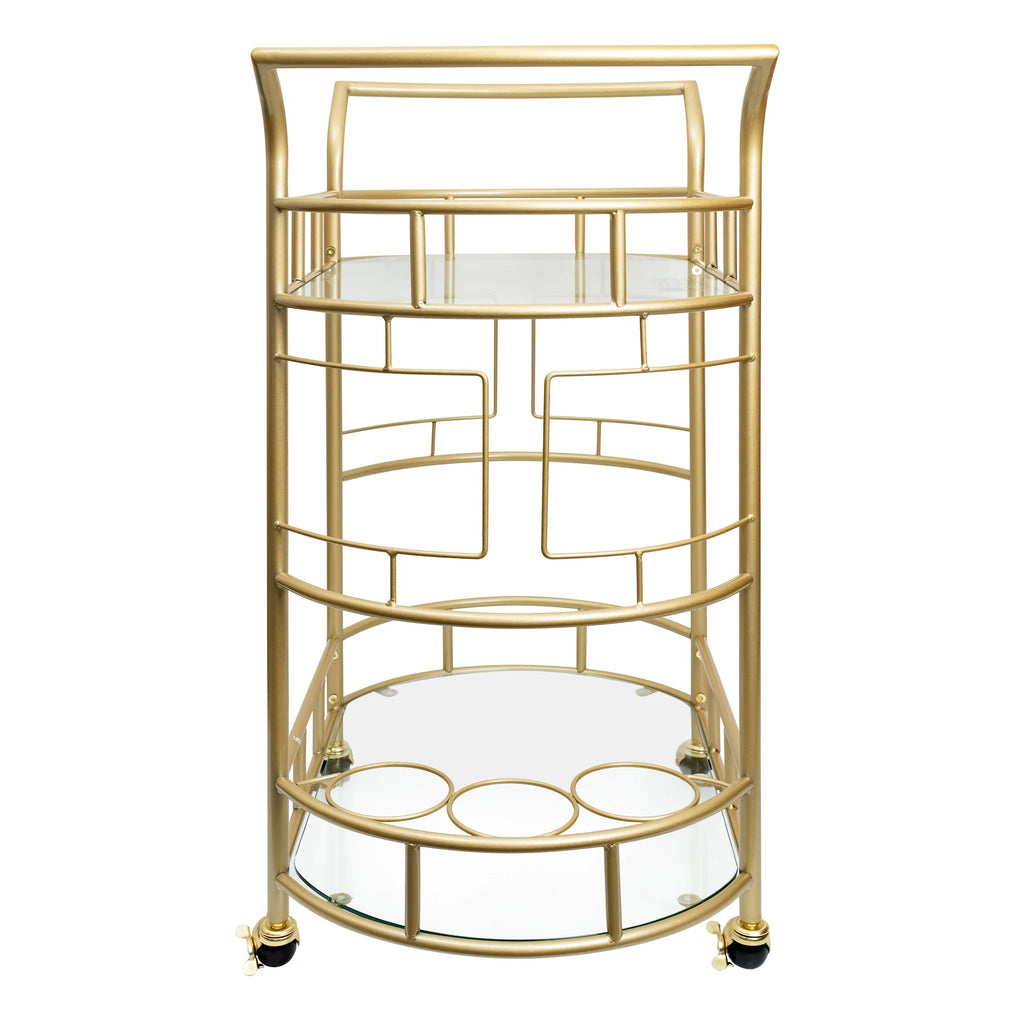 Better Homes & Gardens Fitzgerald Bar Cart with Matte Gold Metal Finish, 2-Tiers