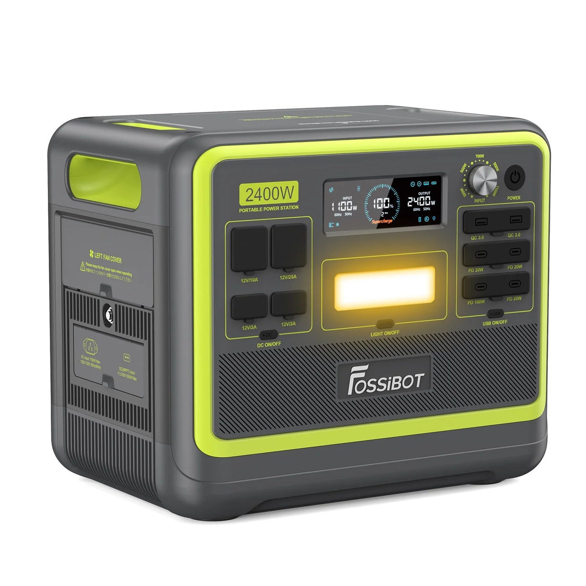FOSSiBOT Portable Power Station FOSSiBOT 2400 2048Wh LiFePO4 Battery Solar Generator,2400W AC Output for Outdoor Camping,Home Backup,Emergency,RV
