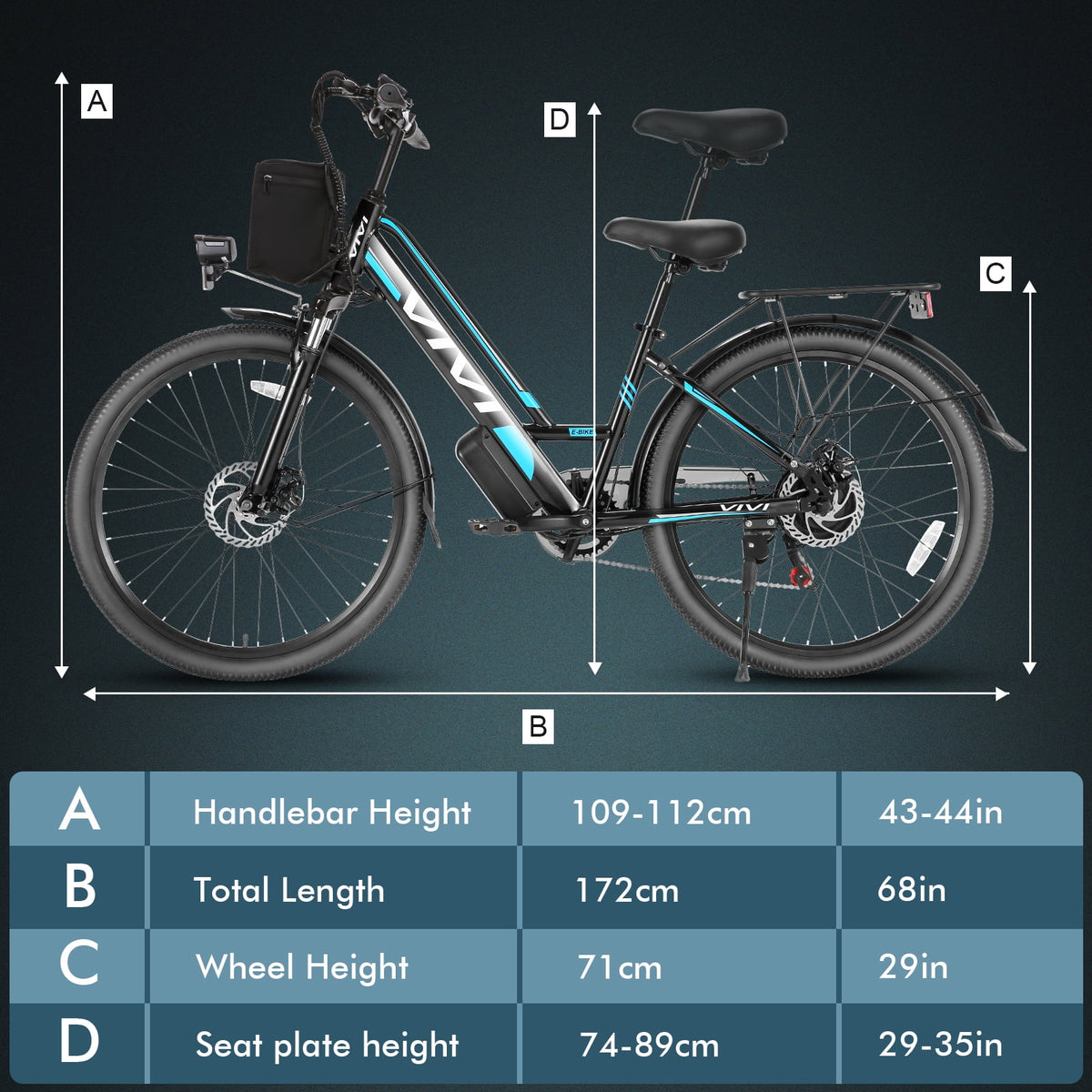 Vivi Electric Bike 26" City Commuter Electric Bike 48V 500W Step-Through Electric Bike 19.8MPH Electric Cruiser Bike Beach Bike with Cruise Control, UL2849 Certified