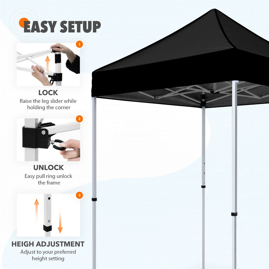 EAGLE PEAK 5x5 Pop Up Canopy Tent Instant Outdoor Canopy Easy Set-up Straight Leg Folding Shelter（Blue）
