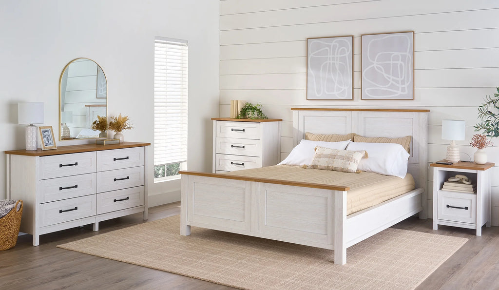 Better Homes & Gardens Modern Farmhouse 6-Drawer Dresser, Rustic White Finish