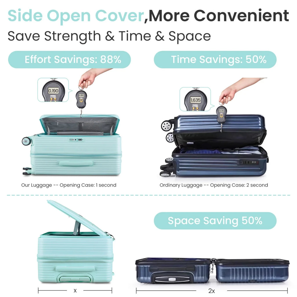 3 Piece luggage sets, Expandable Luggage 20/24/28 Inches with TSA Lock, PC Hardshell Luggage with Front Compartment, Airline Approved, Pink