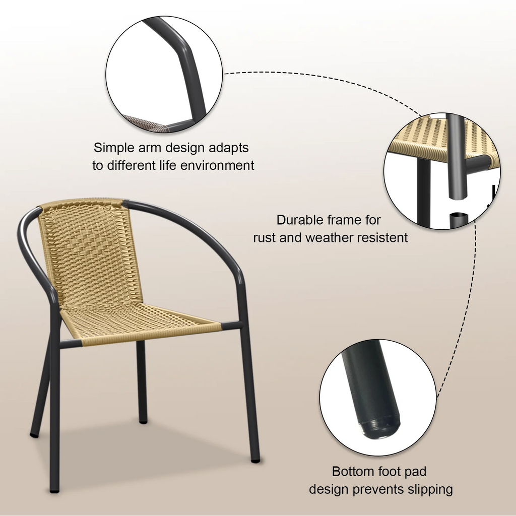 Gaildon Pack Medium Brown Rattan Indoor-Outdoor Restaurant Stack Chair | Versatile and Stylish Seating