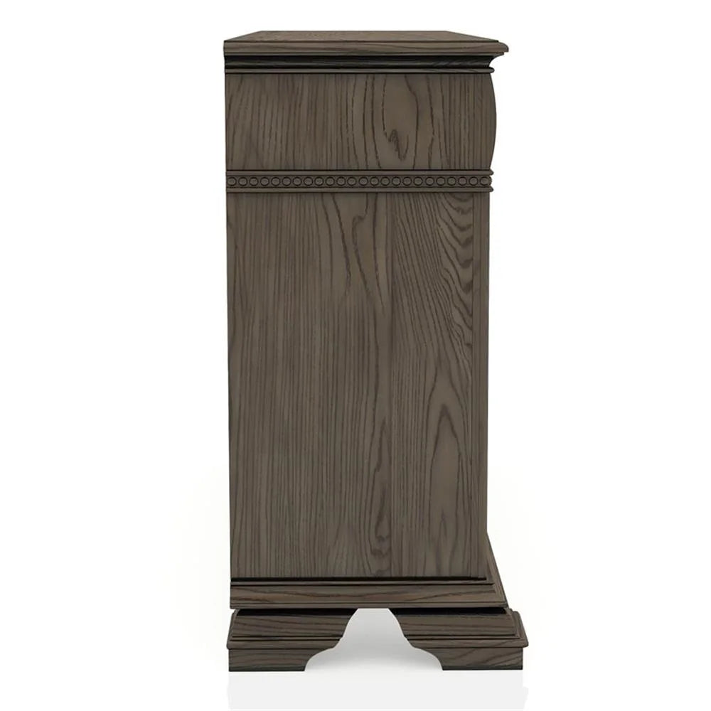 FOA Charo 6pc Gray Wood Bedroom Set-King Nightstands