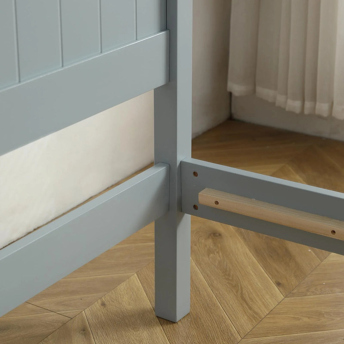 Ktaxon Deluxe Wood Platform Bed with Headboard, Teen Bed Gray,Twin