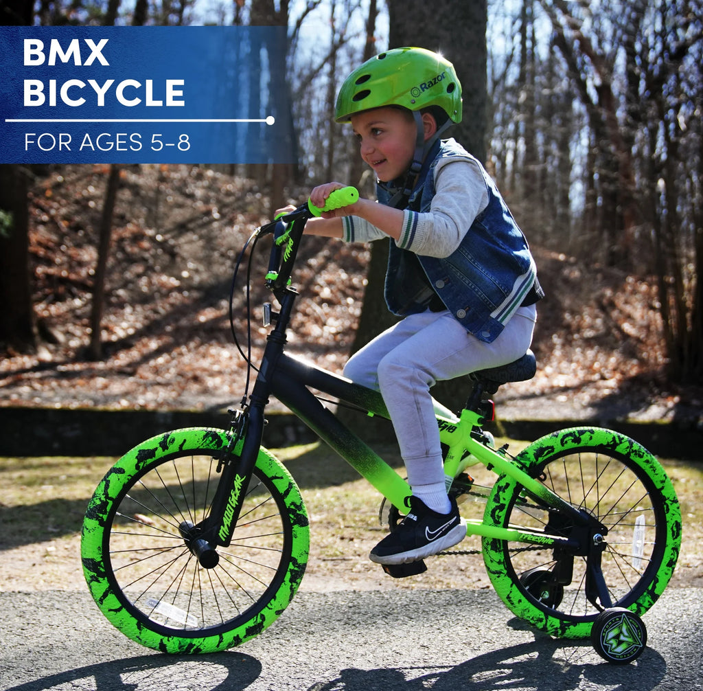 Bicycles 18" Madd Gear MG18 BMX Boy's Bike, Black and Green