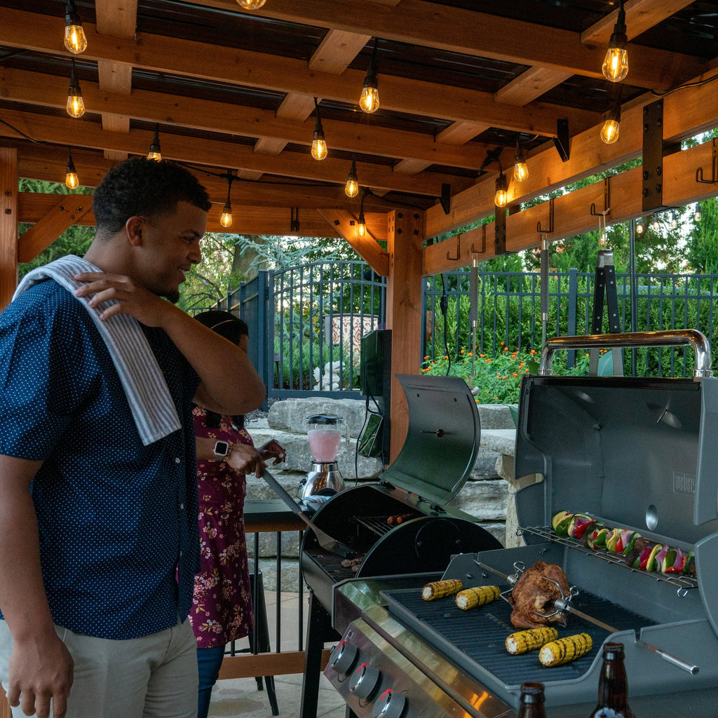 Backyard Discovery Saxony XL 12'x6' Cedar Grill Gazebo, Galvanized Steel Roof, Bar Tops