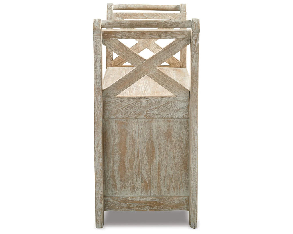 Signature Design by Ashley Casual Fossil Ridge Accent Bench  Whitewash