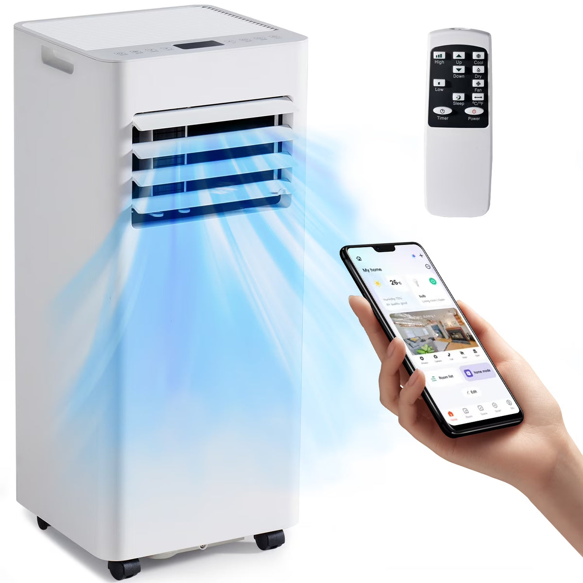 Bapipro 10,000 BTU Smart Portable AC - WiFi/Remote, 4-in-1 for 300 Sq.Ft, 24H Timer, Window Kit, 55dB, ETL Certified