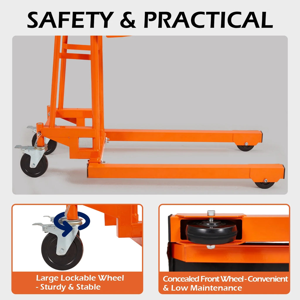 AECOJOY Hydraulic Material Lift Pallet Truck 500 Lbs,Lift Table Cart,32" Max Lift Height Pallet Truck Jack with Lockable Swivel Casters Ideal for Warehouse, Workshop and Garage Use