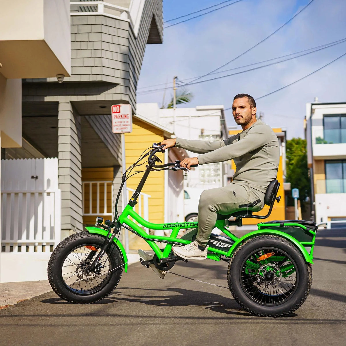 Addmotor M-360II Semi-Recumbent Electric Trike, 85MI, Fat Tire 3 Wheel Electric Bike for Adults, 750W 48V 20Ah Electric Tricycle for Seniors, 20" Electric Trike with Speed Differential, Green