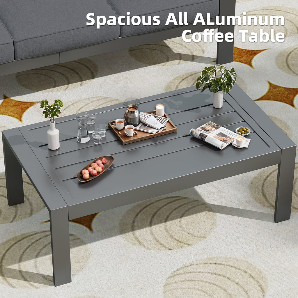 AECOJOY Aluminum Outdoor Furniture Set, 7 Pieces Metal Patio Furniture on sale Outdoor Couch Patio Conversation Set - Light Grey