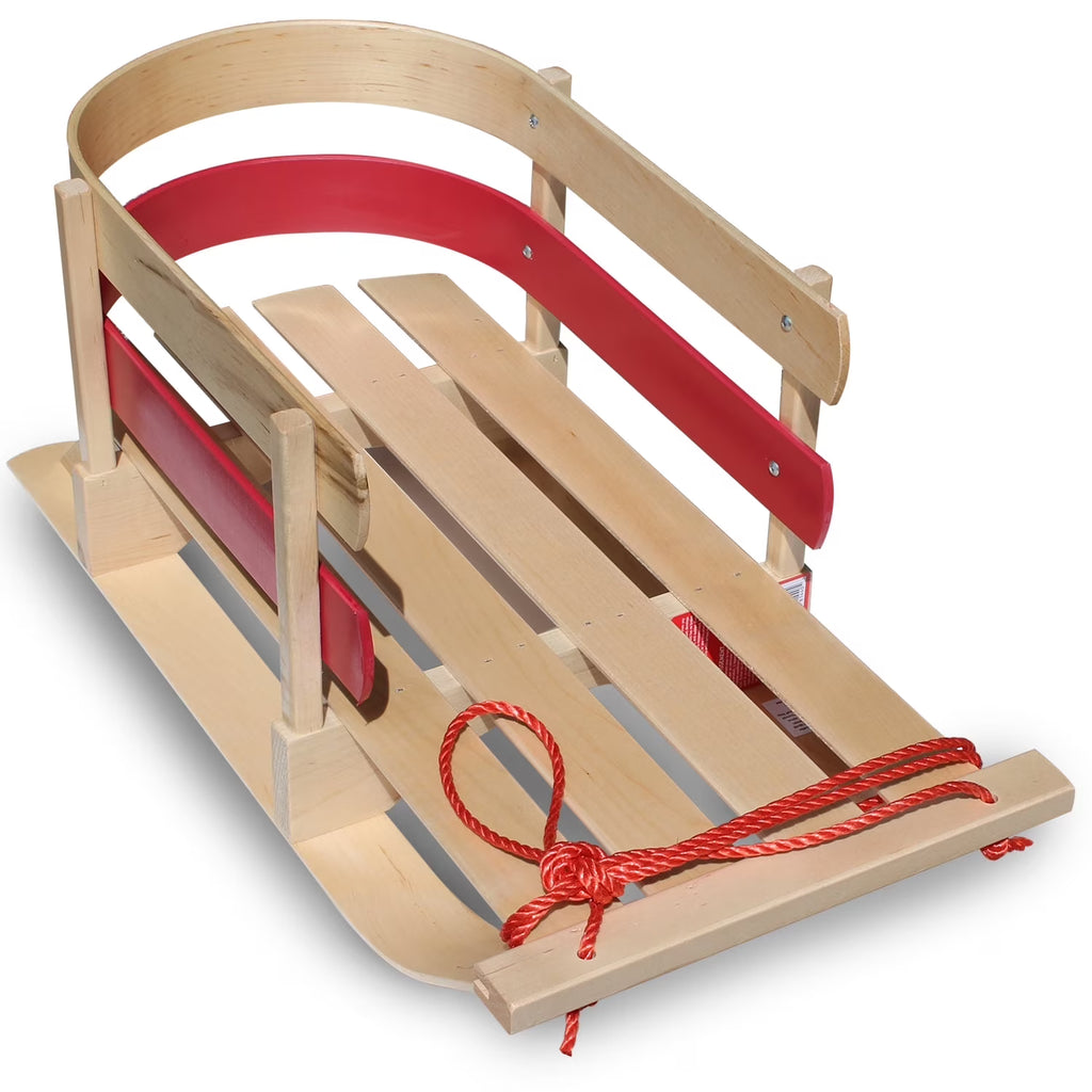 Flexible Flyer Baby Pull Sled. Wood Toddler To-Boggan. Wooden Sleigh for Kids
