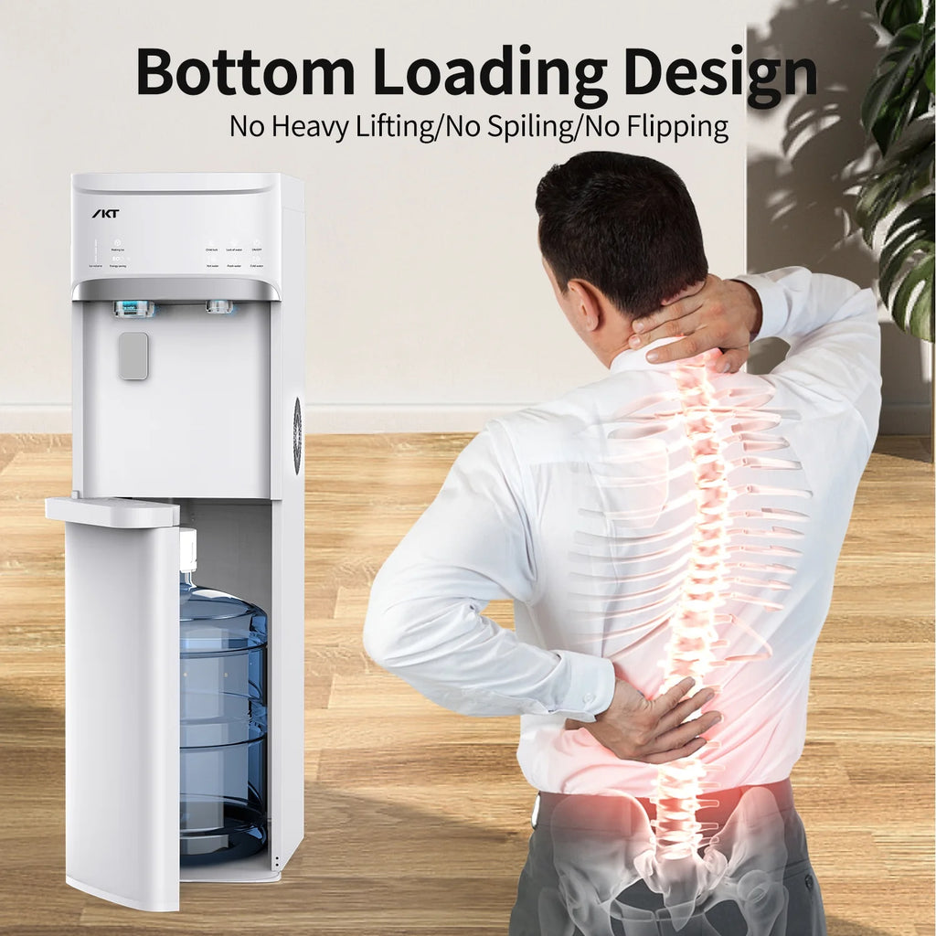 IKT Bottom Loading Water Dispenser Cooler with Maker for 5 Gallon Bottle with Empty Bottle Indicator 3 Temperature 22lbs Within 24hrs White